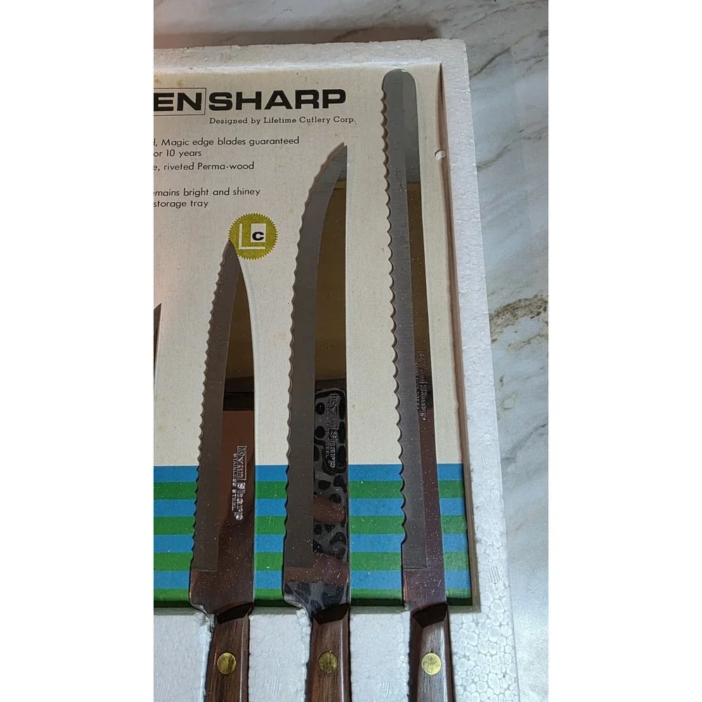 Vintage EvenSharp 5 PC Extra Heavy Stainless Steel Knife Set